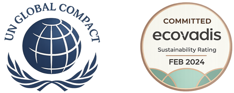 UN Global Compact and EcoVadis sustainability credential badges